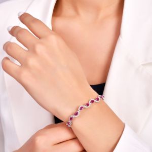 Oval Yakut Taşlı Pırlanta Bileklik