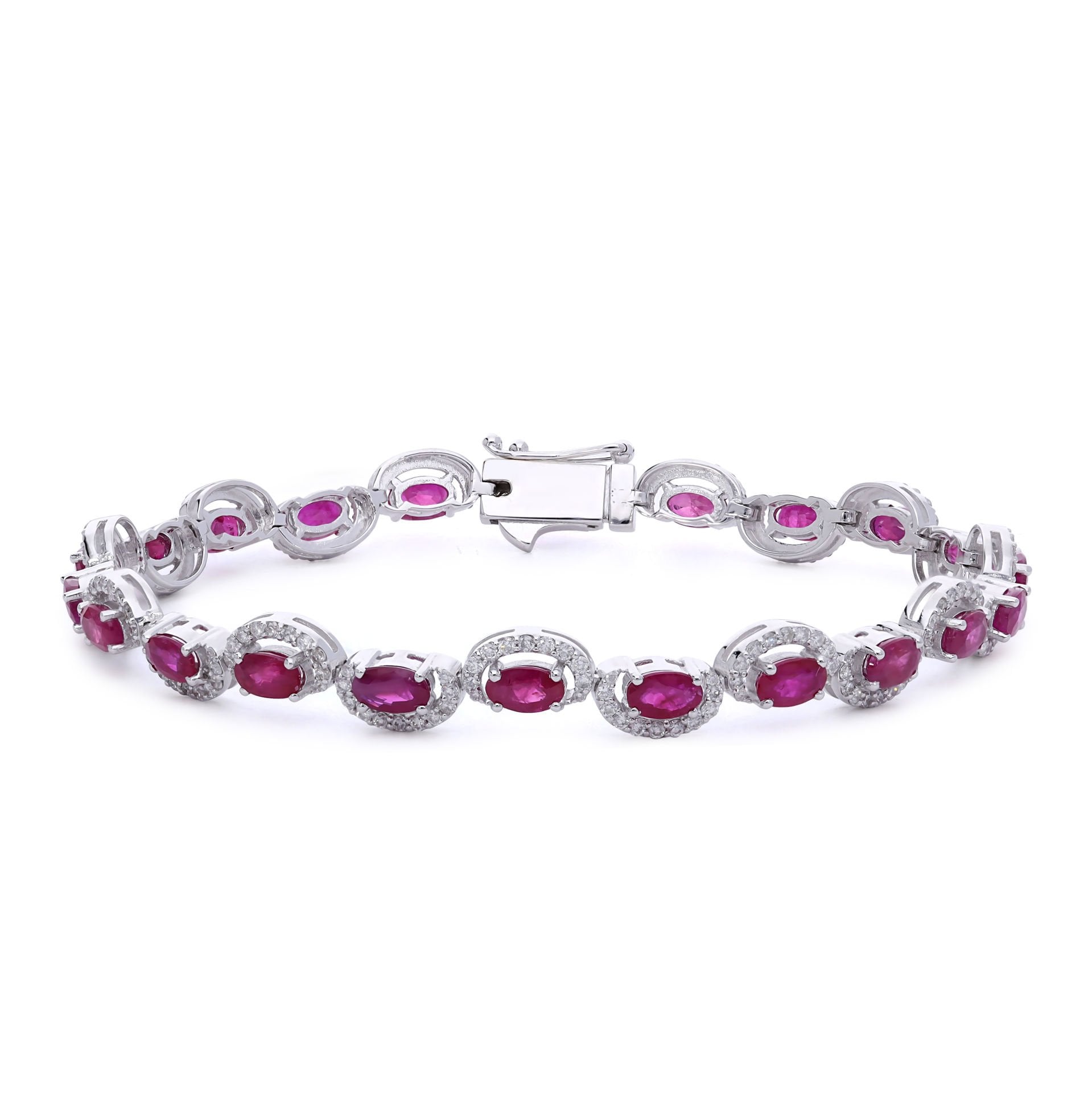 Oval Yakut Taşlı Pırlanta Bileklik