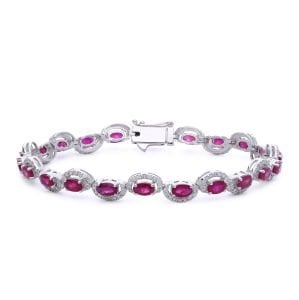 Oval Yakut Taşlı Pırlanta Bileklik