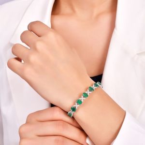 Oval Zümrüt Taşlı Pırlanta Bileklik