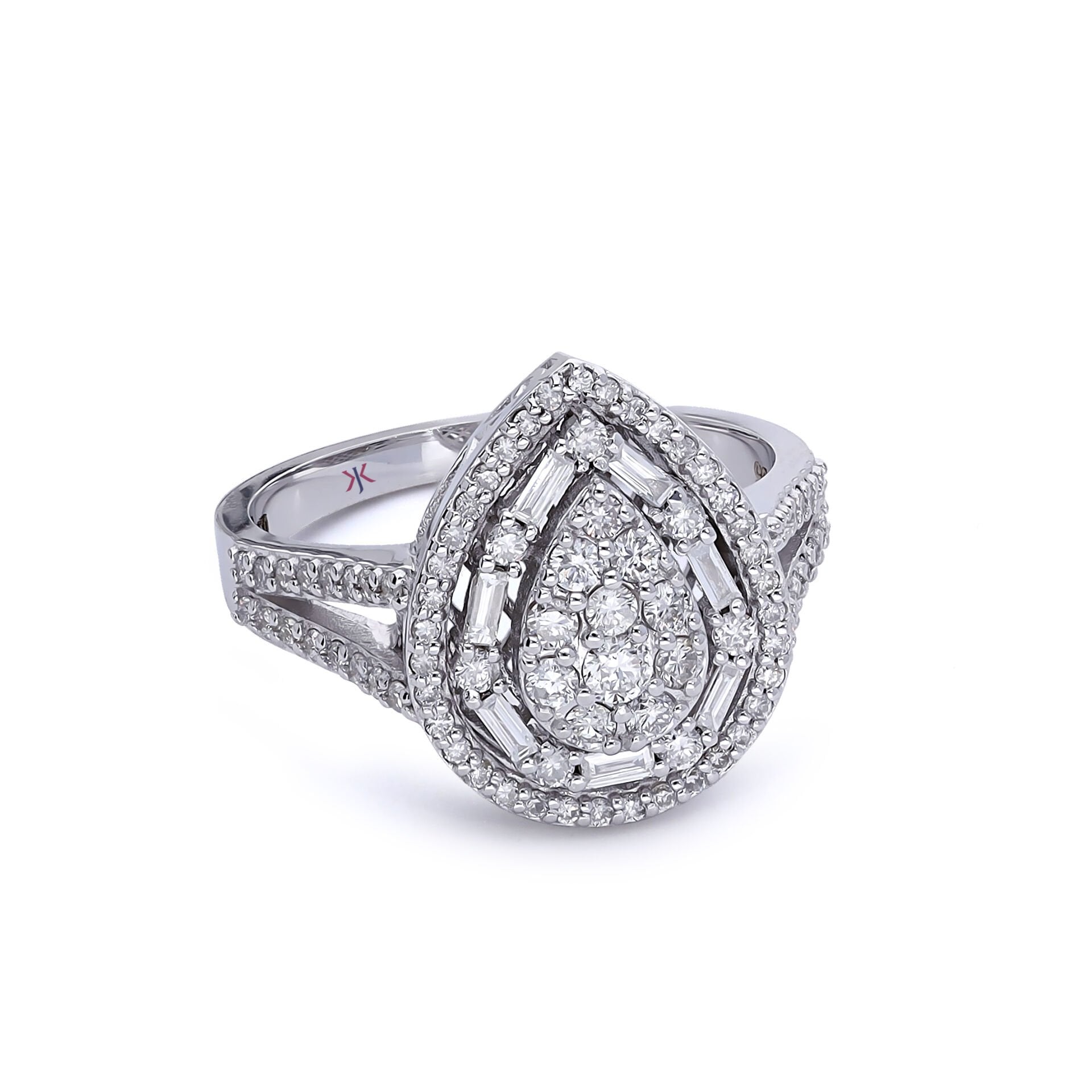 Damla Formlu Baget Kesim Pırlantalı Yüzük