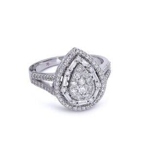 Damla Formlu Baget Kesim Pırlantalı Yüzük