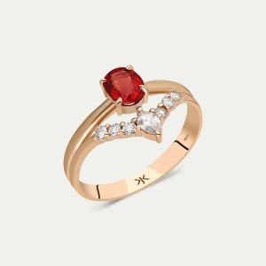 Tasarım Oval Yakut Pırlantalı Yüzük