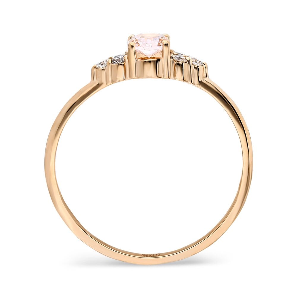 Morganit Taşlı Pırlantalı Yüzük