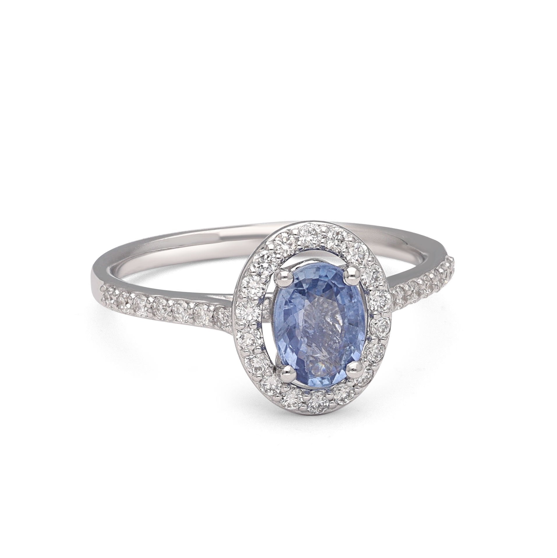 Oval Kesim Mavi Safir Taşlı Pırlanta Yüzük