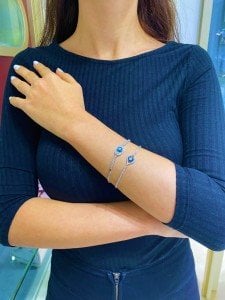 Oval Pırlanta Nazar Bileklik