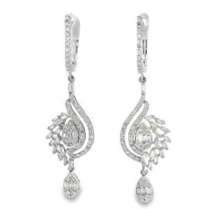 Beyaz Altın Pırlanta Sallantılı Küpe