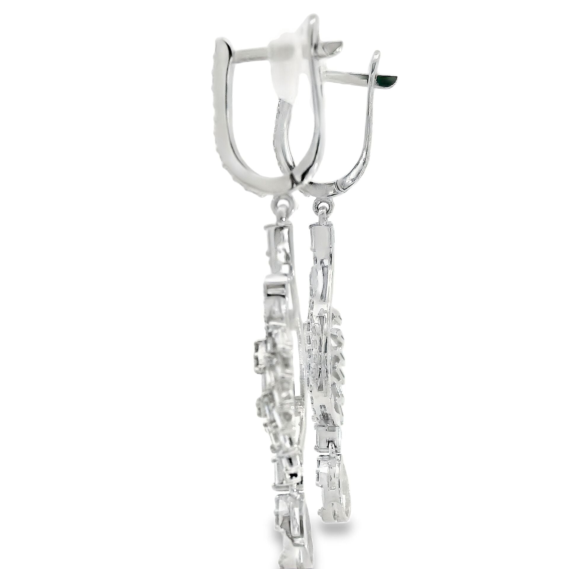 Beyaz Altın Pırlanta Sallantılı Küpe