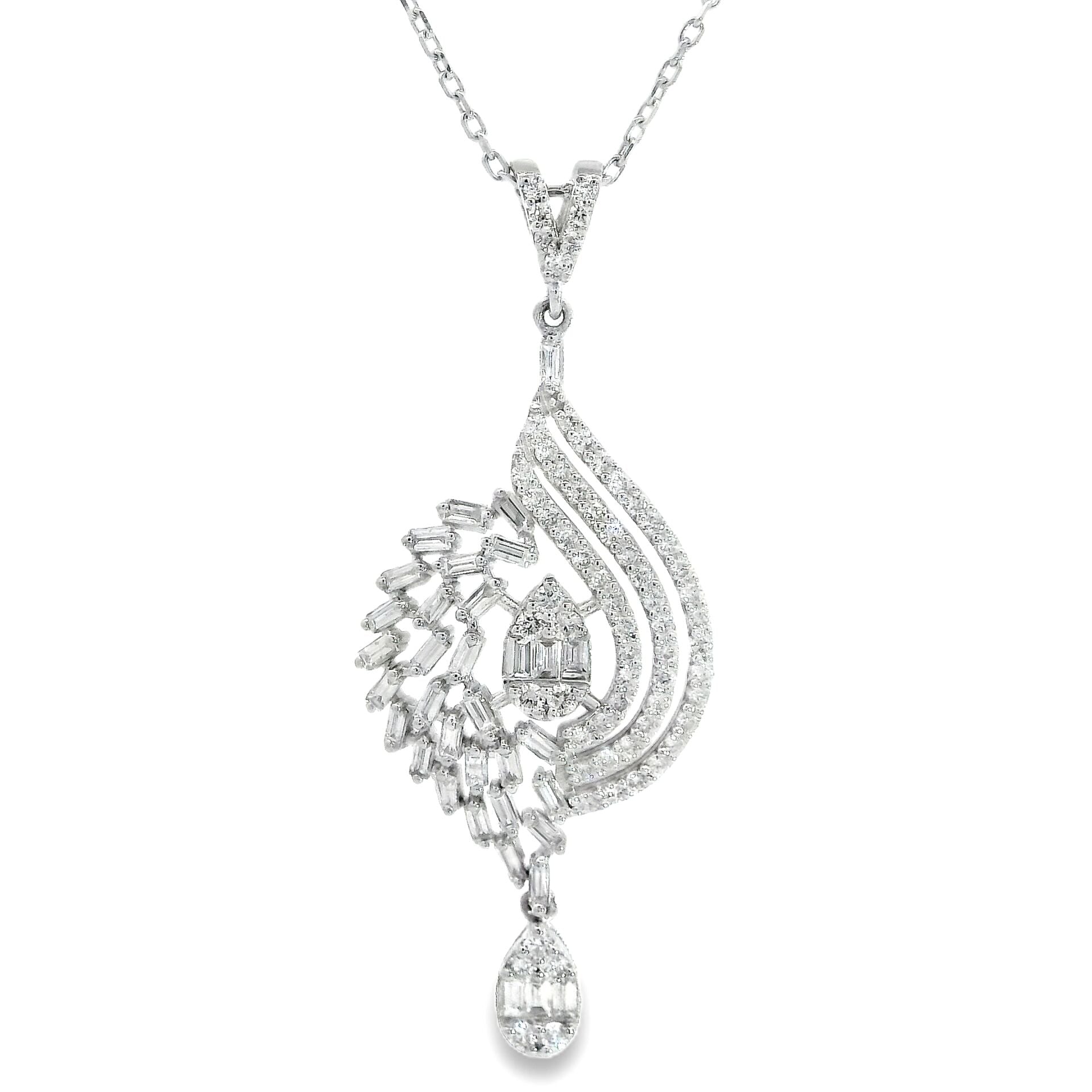 Beyaz Altın Pırlanta Sallantılı Kolye