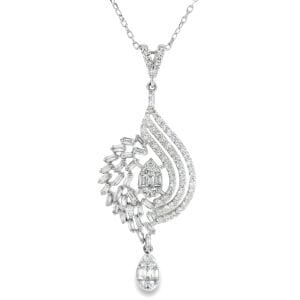 Beyaz Altın Pırlanta Sallantılı Kolye