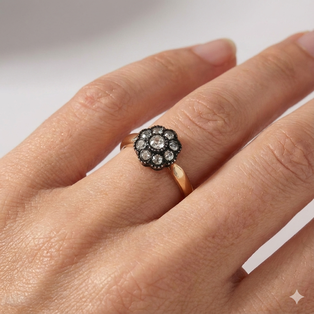 Elmas Gül Yüzük 9 yaprak 8,50mm