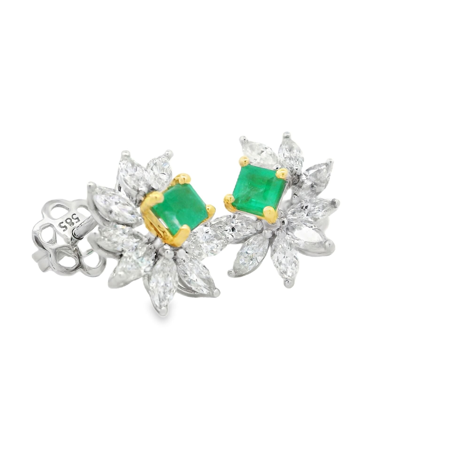 Pırlanta Zümrüt Taşlı Küpe