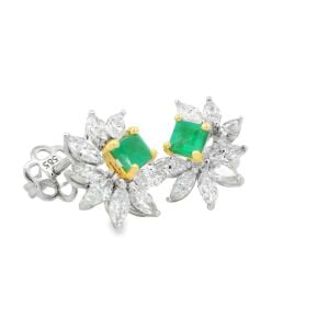 Pırlanta Zümrüt Taşlı Küpe