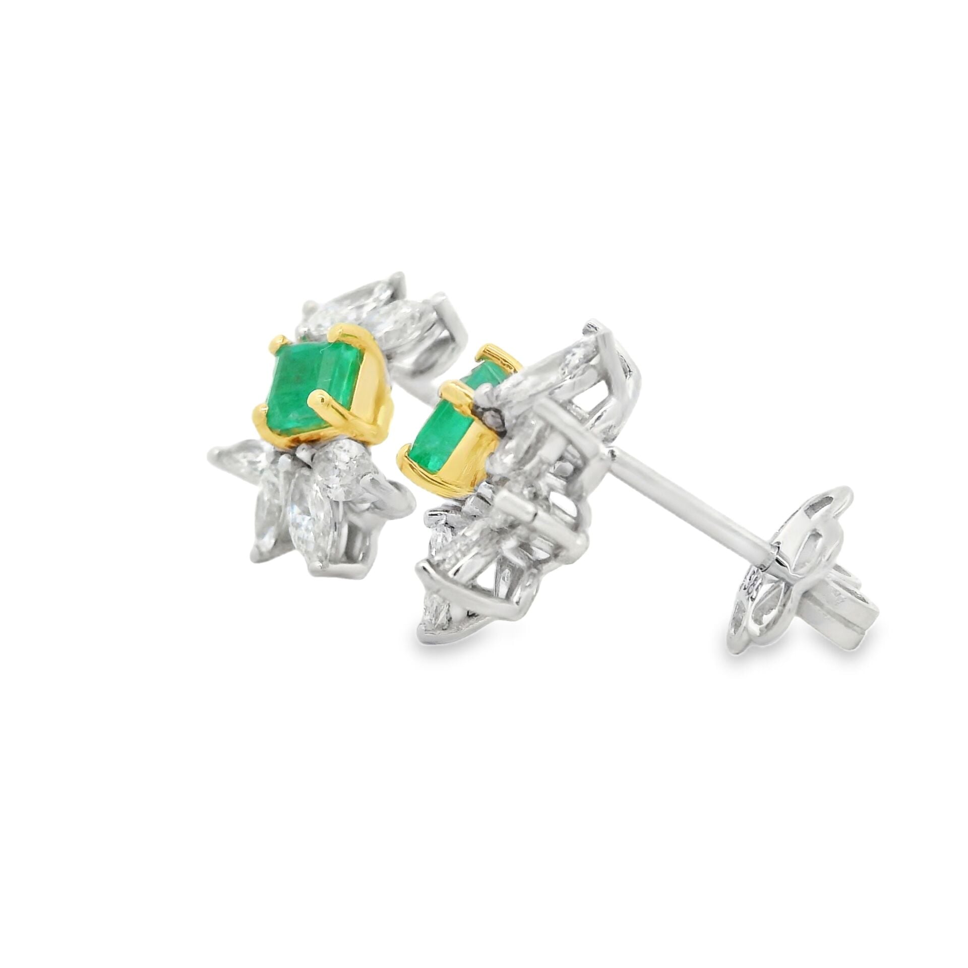 Pırlanta Zümrüt Taşlı Küpe