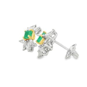 Pırlanta Zümrüt Taşlı Küpe