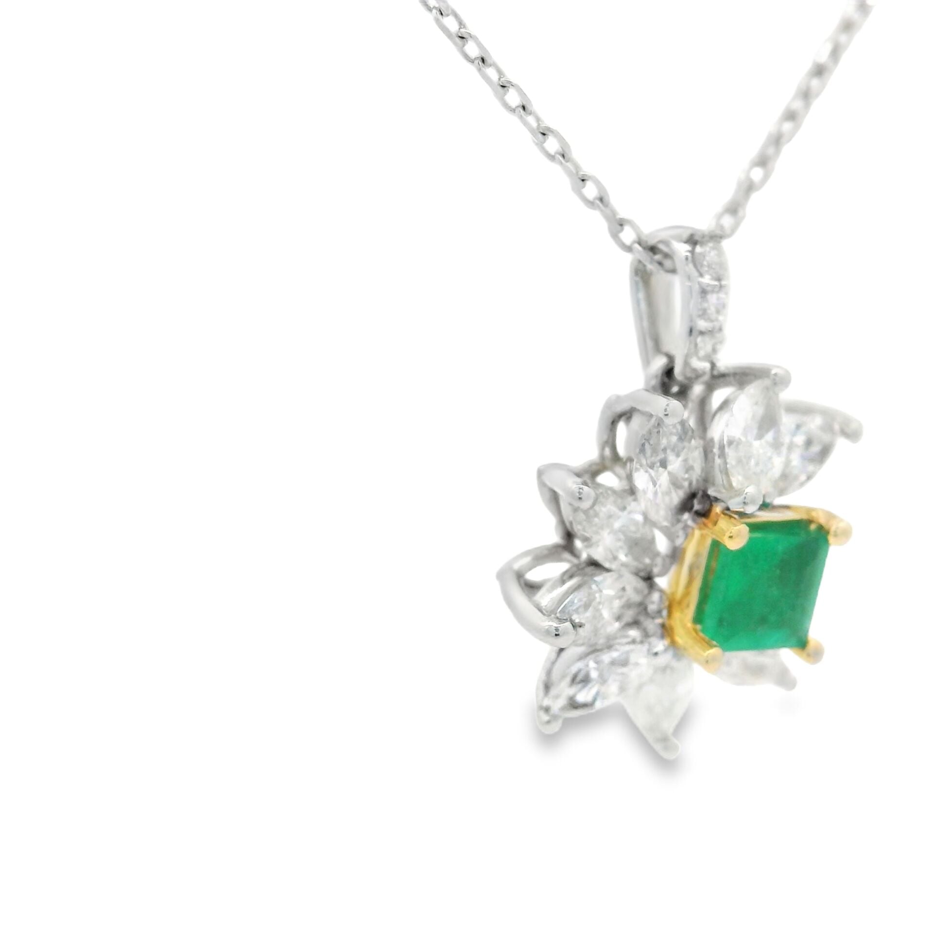 Pırlanta Zümrüt Taşlı  Kolye