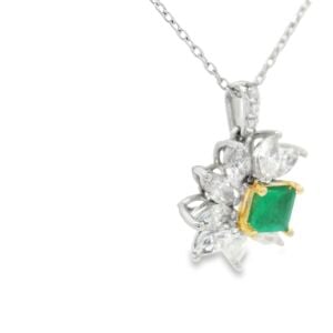 Pırlanta Zümrüt Taşlı  Kolye