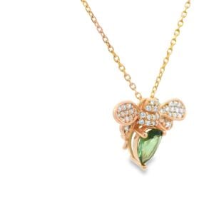 Turmalin Rose Altın Arı Figürlü Charm Kolye
