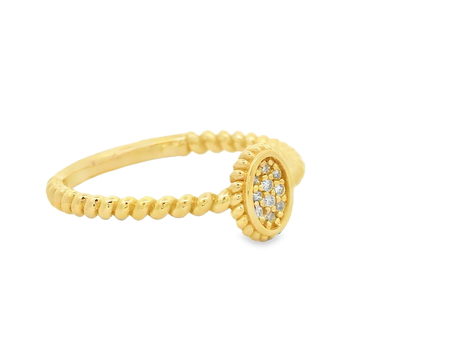 Sarı Altın Pırlanta Taşlı Oval Yüzük