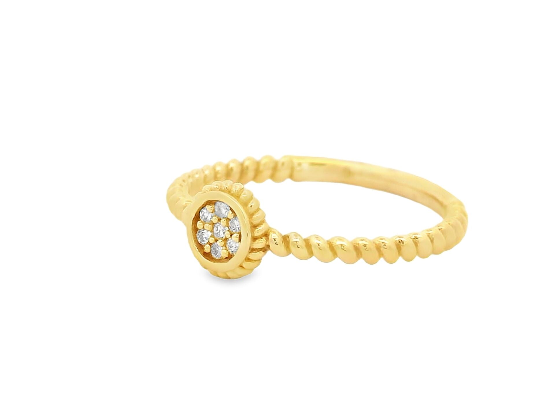 Sarı Altın Pırlanta Taşlı Yuvarlak Yüzük