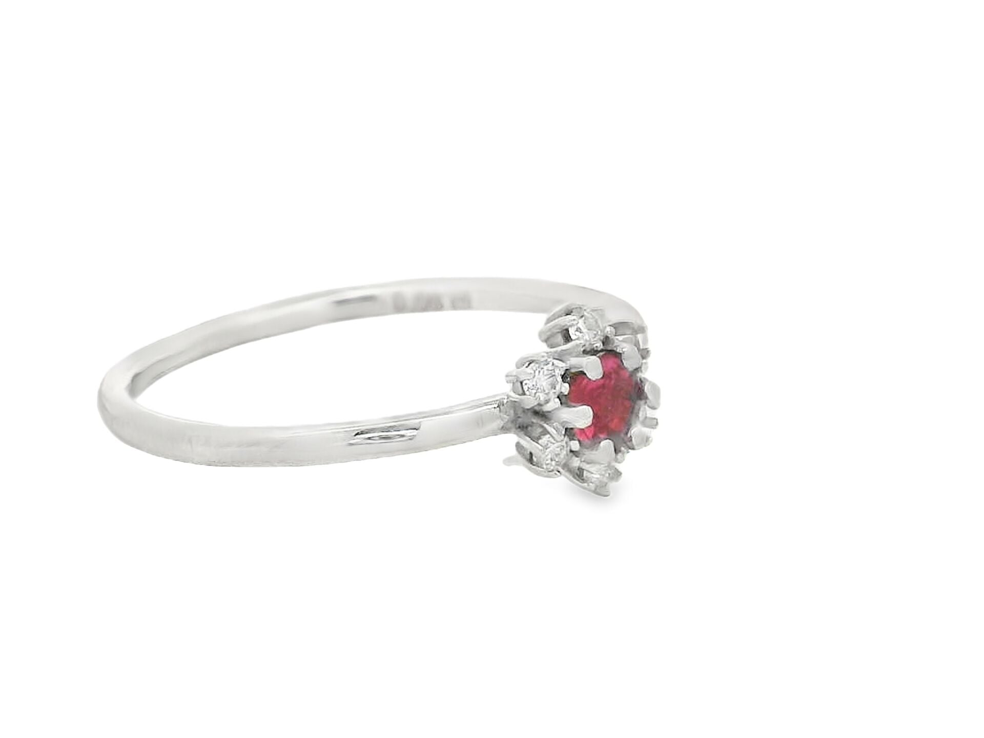 Pembe Yuvarlak Turmalin Taşlı Pırlantalı Beyaz Altın Yüzük