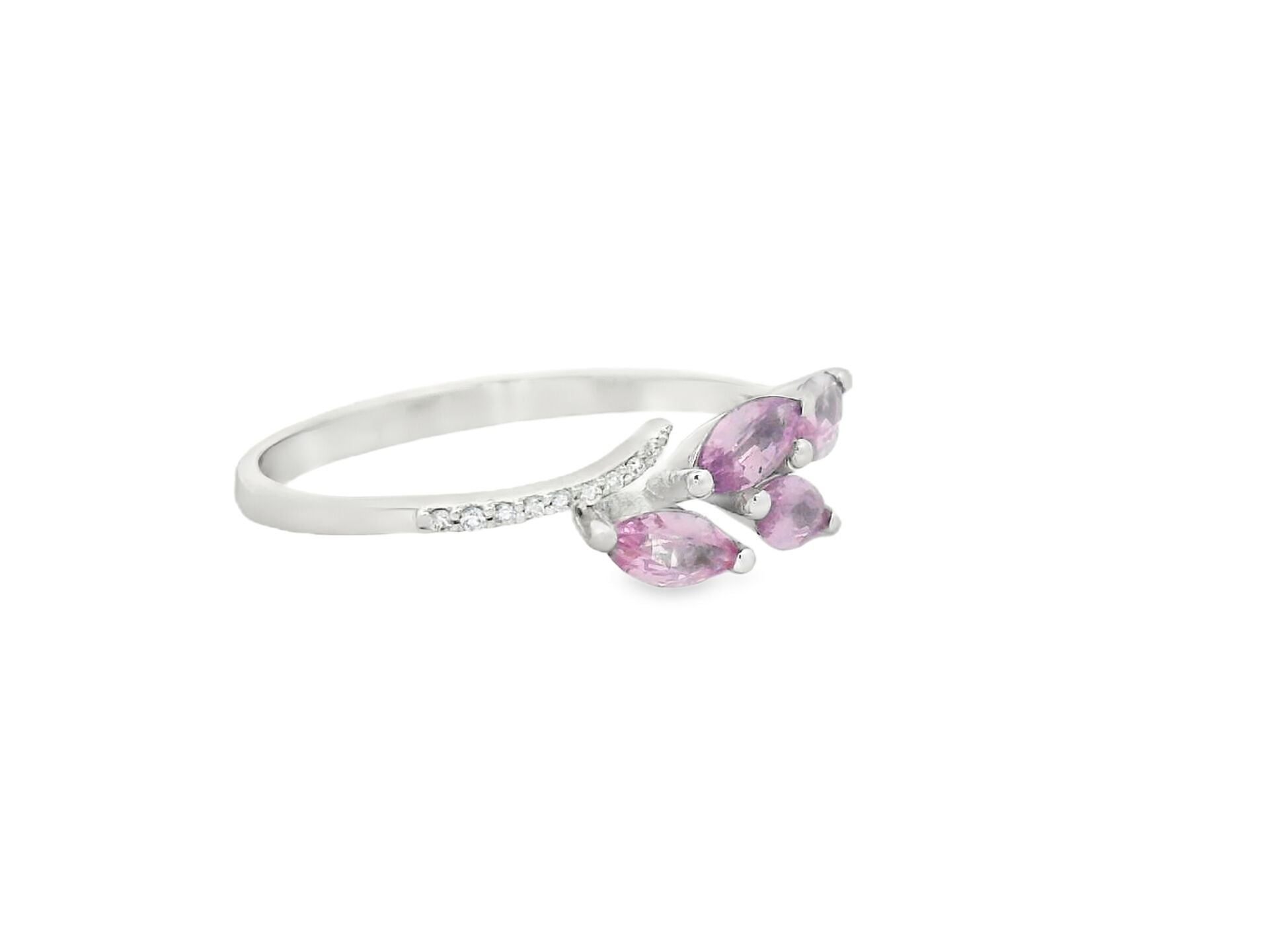 Markiz Kesim Pembe Safir Taşlı Pırlantalı Yüzük