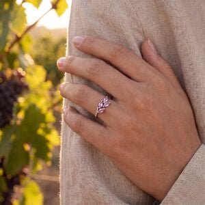 Markiz Kesim Pembe Safir Taşlı Pırlantalı Yüzük