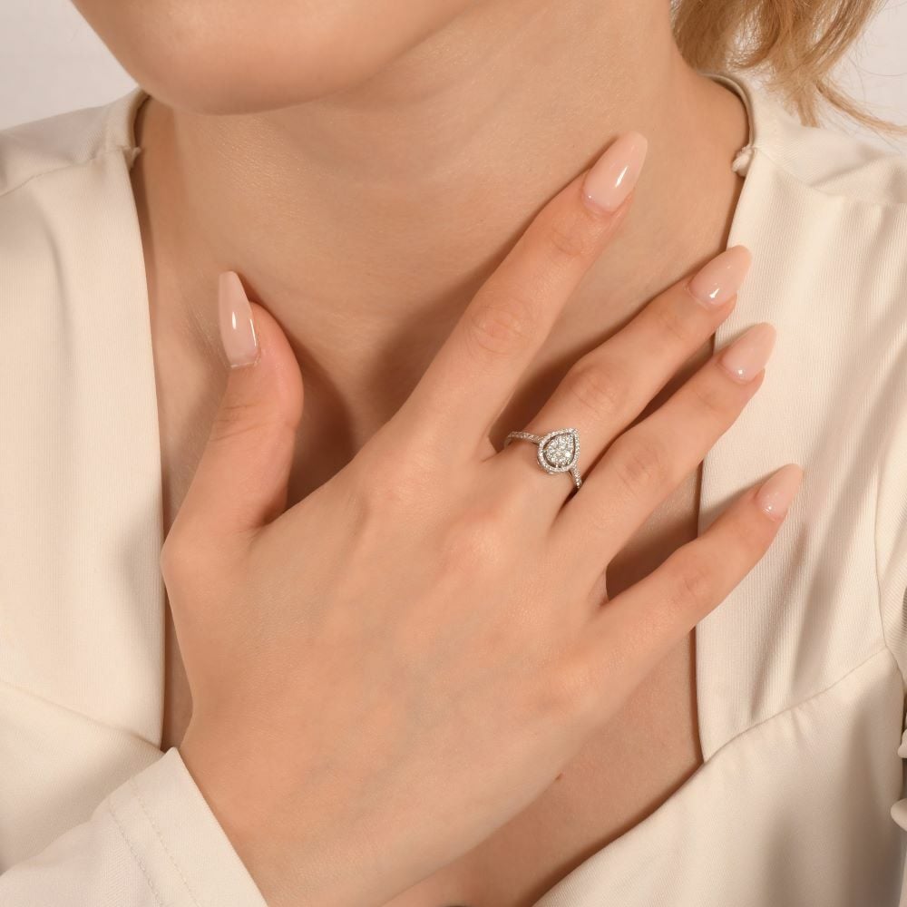 Pırlanta Damla Coronet Yüzük