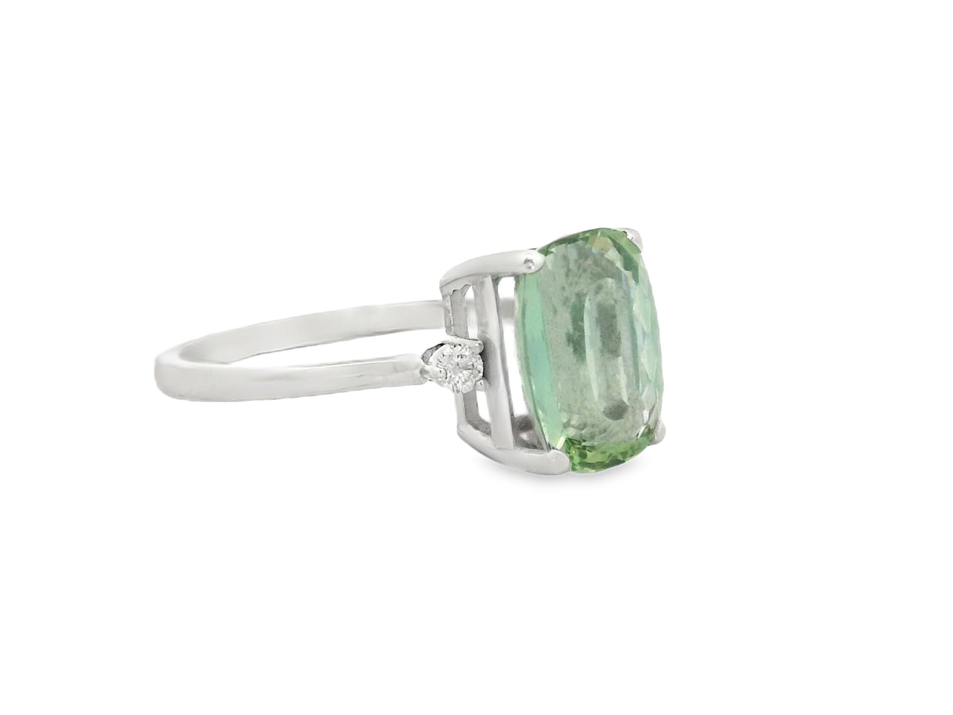 Açık Yeşil Turmalin Taşlı Pırlantalı Yüzük