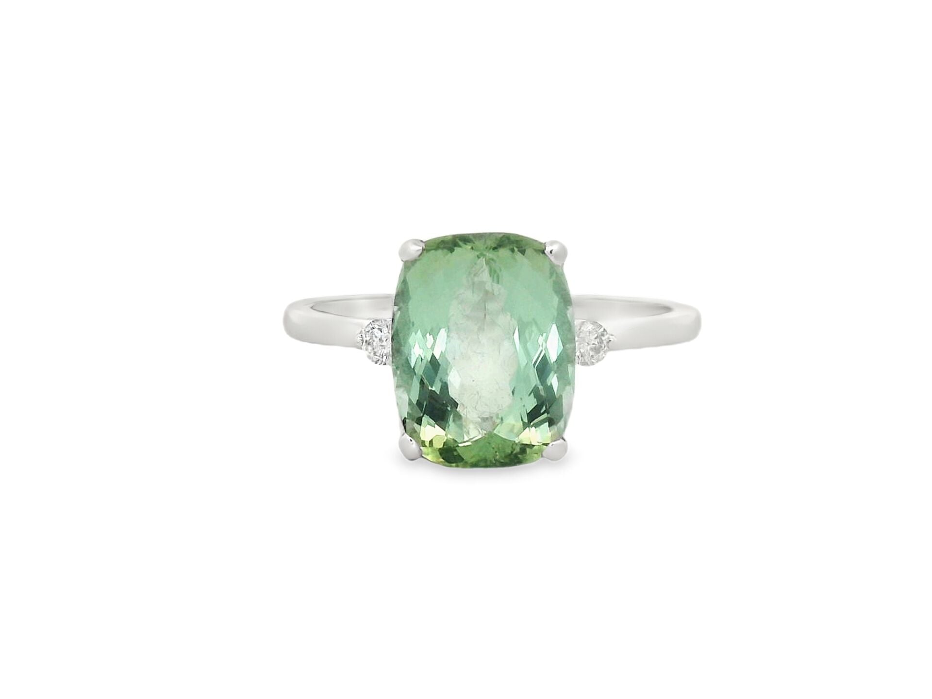 Açık Yeşil Turmalin Taşlı Pırlantalı Yüzük