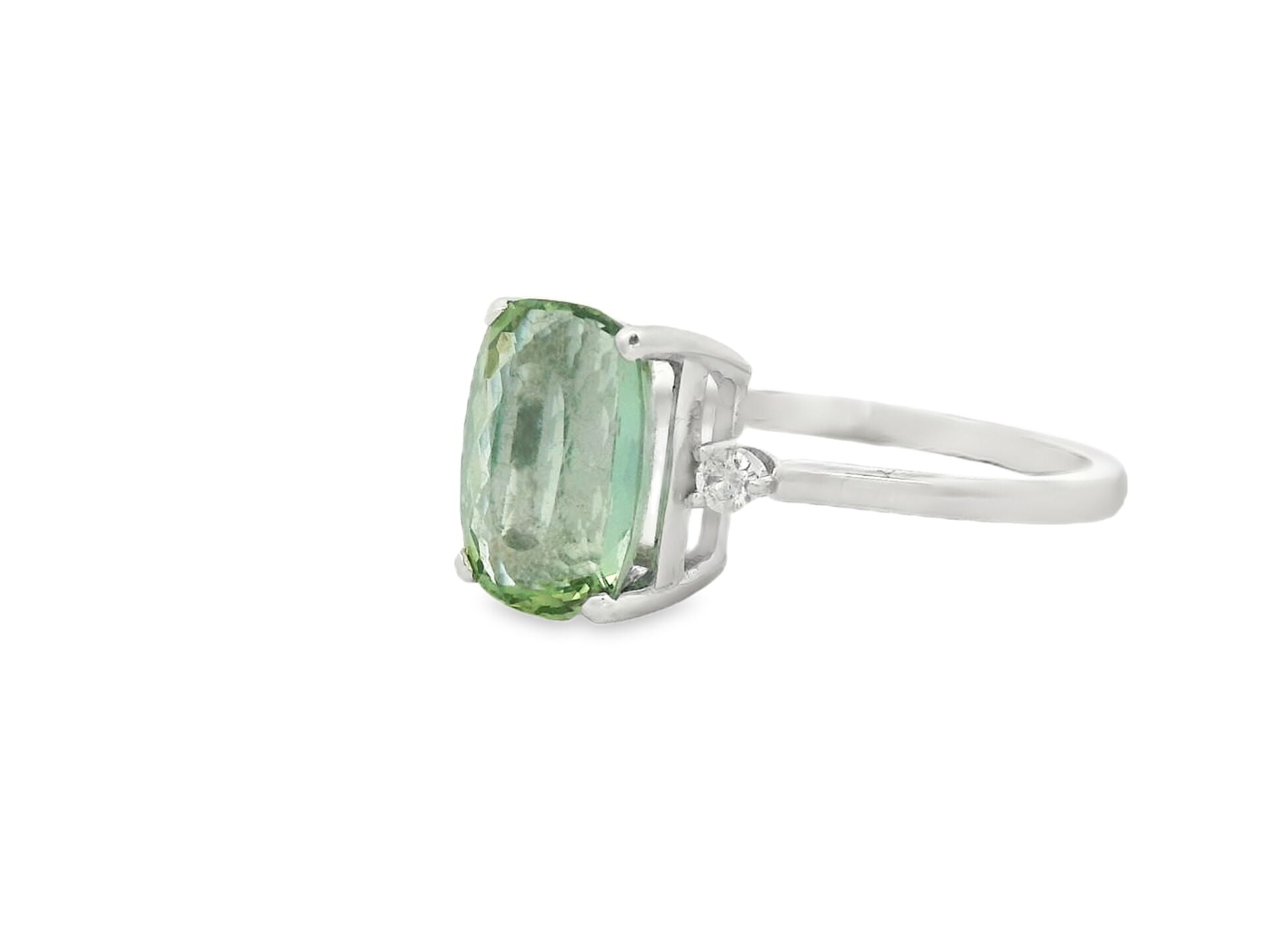 Açık Yeşil Turmalin Taşlı Pırlantalı Yüzük