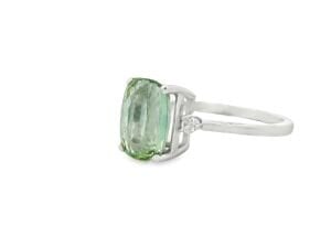 Açık Yeşil Turmalin Taşlı Pırlantalı Yüzük