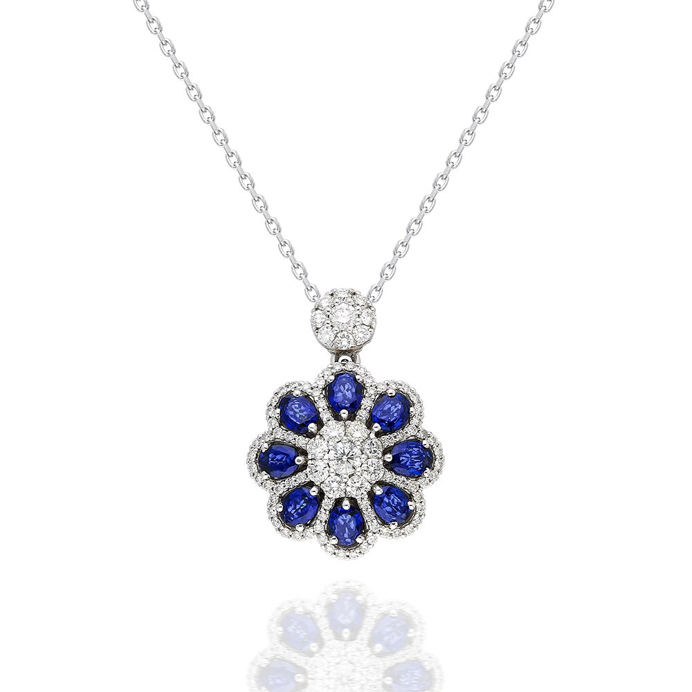 Safirli Pırlanta Divanhane Kolye