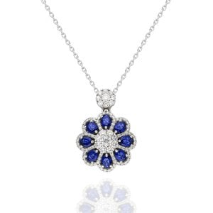 Safirli Pırlanta Divanhane Kolye