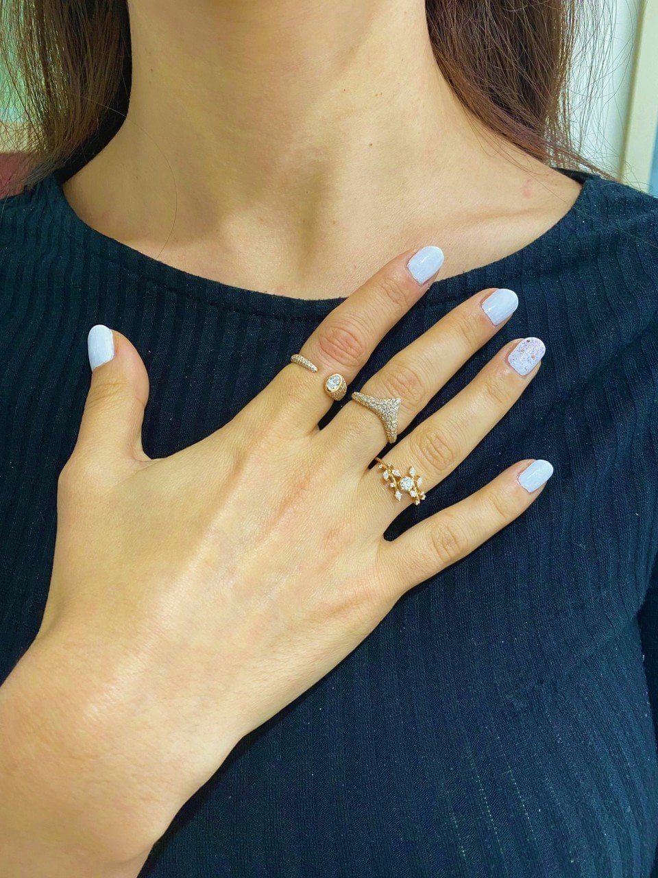 Oval Pırlantalı Pave Yüzük