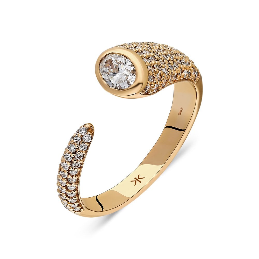 Oval Pırlantalı Pave Yüzük