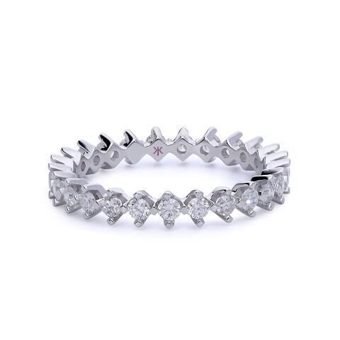 Her bir taş 0,029 ct Pırlanta Tamtur Alyans Yüzük Parmak Ölçüsü  8=48mm - Beyaz Altın