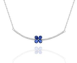 Pırlanta Safir Taşlı Menekşe Kolye