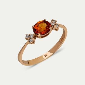 Turuncu Safir Taşlı Pırlanta Yüzük (Roma)