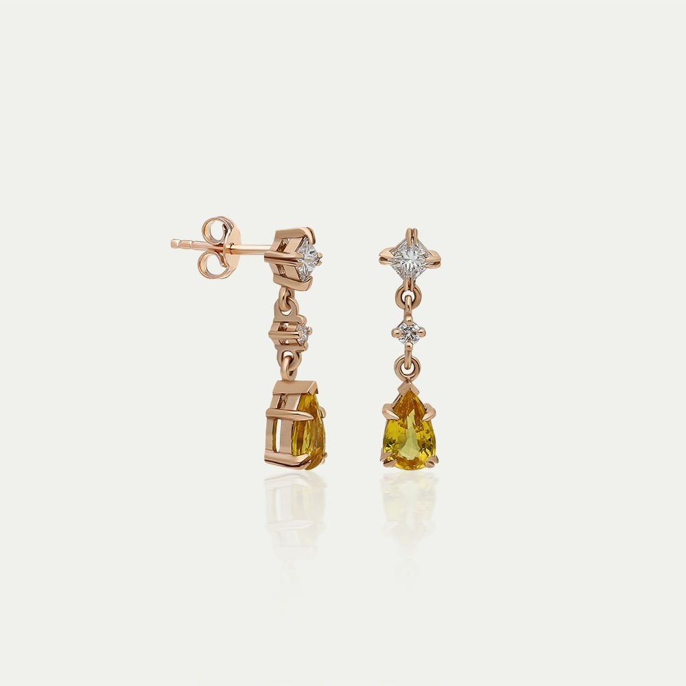 Damla Orange Safir Küpe