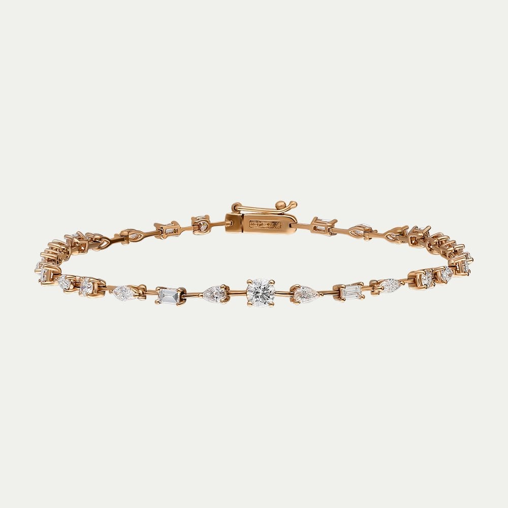 Yuvarlak,Markiz, Damla Kesim Pırlantalı Su Yolu Bileklik