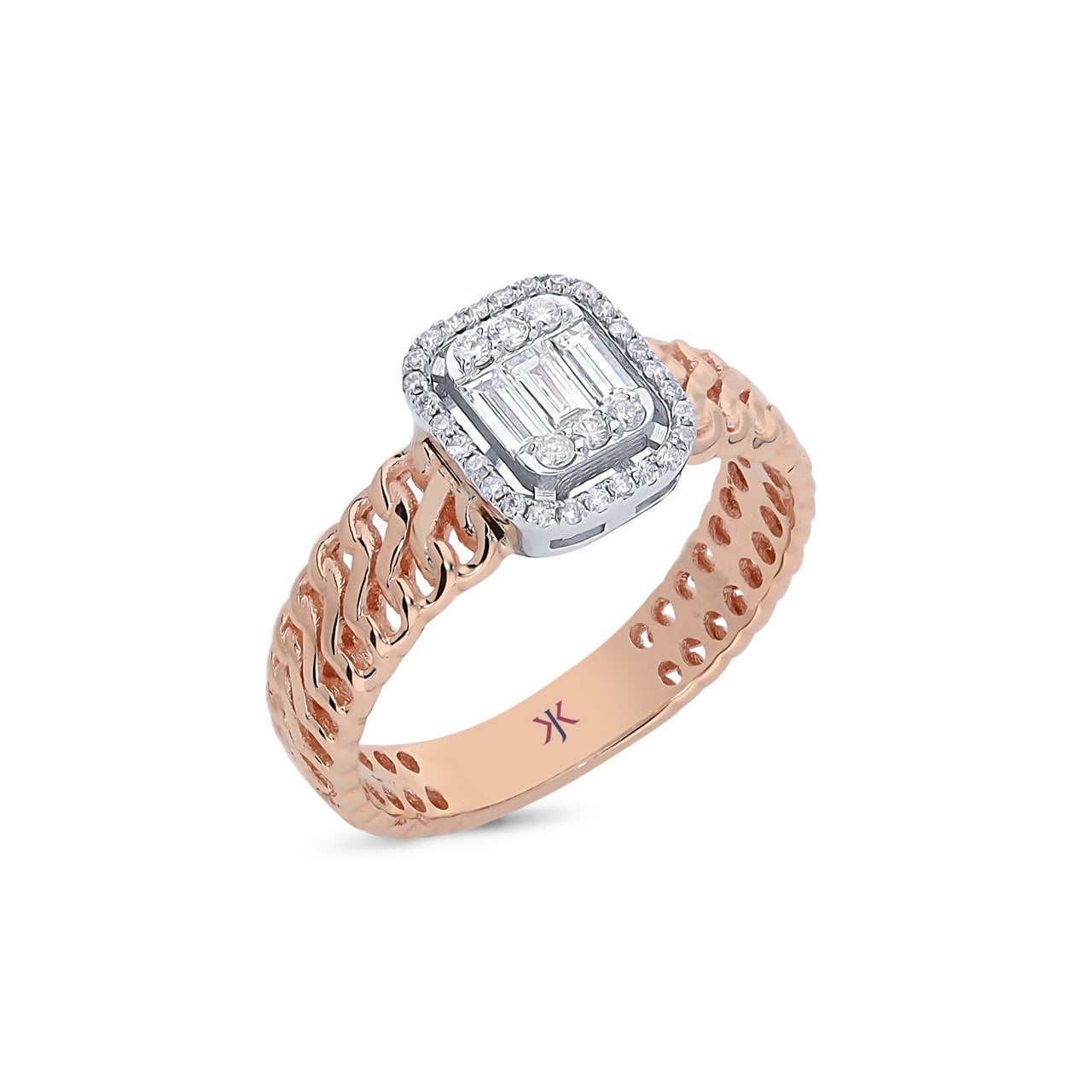 0,30 Karat Tasarım Baget Pırlanta Yüzük